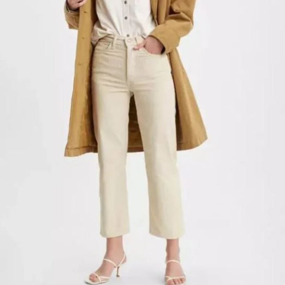 Levi's | Premium Ribcage Straight Ankle Corduroy Pants Cream Beige Boho Prep 31 - Picture 11 of 11